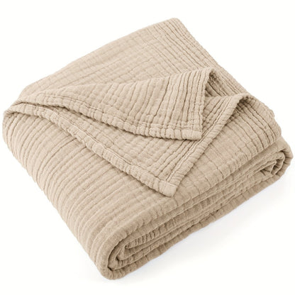 Muslin Blanket 100% Cotton 6-Layer – Breathable Soft Gauze Throw for Couch & Bed, All Season, Machine Washable, 13 Colors, 5 Sizes