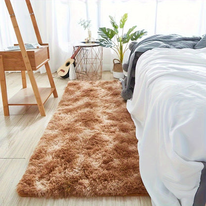 Tie-Dye Knotted Fluffy Mat Super Soft Thickened – Cozy Indoor Area Rug for Living Room, Bedroom & Office, Stylish Floor Covering 15.74x47.24 in – Dark Gray, Light Grey, Pink, White, Purple