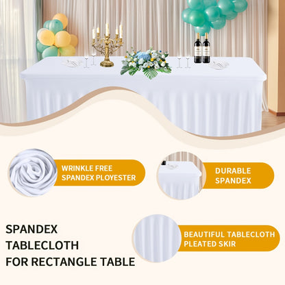 Tablecloth with Skirt for Rectangular Tables – Anti-Wrinkle Table Cover in Black, White & Red, Elegant Table Skirt for Wedding, Birthday, Christmas, Halloween, Thanksgiving & Party Events, 1 or 2 Pack