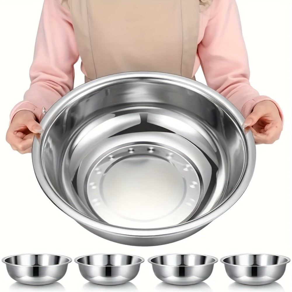 Stainless Steel Mixing Bowl Large 15.75 Inch with Footed Base – Rust-Resistant Salad Bowl, Vegetable & Fruit Washing Basin, Soaking Tub & Dish Pan for Home Kitchen, Durable & Easy to Clean
