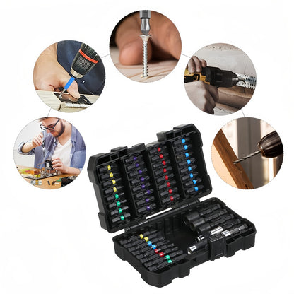 Impact Screwdriver Bit Set 45-Piece – Heavy-Duty Torx, Phillips, Flat & Square Bits with Storage Box, Compatible with Impact Drivers for Automotive, Home Repair & DIY Projects