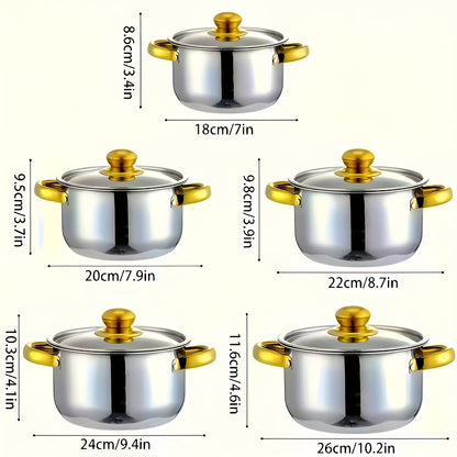 Non-Stick Cookware Set Pots and Pans 10 & 12 Piece – Heat-Resistant Frying Pan, Saucepan & Stewpot | Honeycomb Coating Stainless Steel Kitchen Cooking Set for All Stoves | Stylish Durable Multifunctional