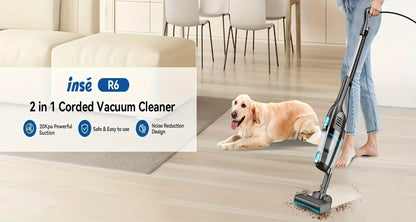 Corded Stick Vacuum Cleaner 20KPa 600W Motor 2-in-1 Bagless Upright Handheld Vacuum 0.8L Dustbin for Hard Floor Pet Hair Carpet Car Stairs Low Noise 65dB