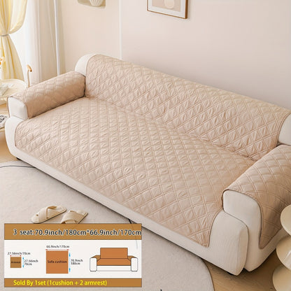 Soundwave Embossed Sofa Cover 3pcs with Armrests - Pet Friendly Anti-Slip Durable Couch Slipcover Set for Loveseat 3 4 Seater Sofa Protection Decoration, 5 Colors