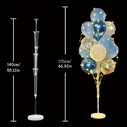 Balloon Holder Stand with LED Lights Floor Centerpiece 2 Sets Blue Balloon Stands for Wedding Birthday Party Decorations Take Off Party Supplies