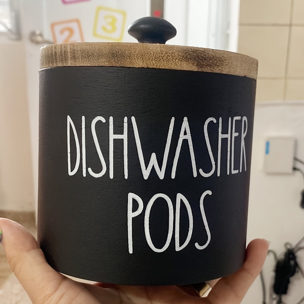 Laundry Ball Holder Round Storage Container | Bohemian Wooden Organizer for Laundry Pods Detergent Dryer Balls – Space-Saving Kitchen Bathroom Farmhouse Decor Countertop Basket
