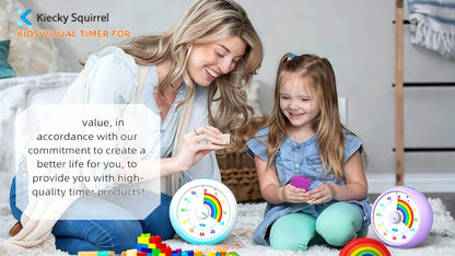Visual Timer 60 Minute Countdown Silent Tomato Timer Rainbow Pattern for Classroom Office Kitchen Desktop Time Management Tool Battery Powered