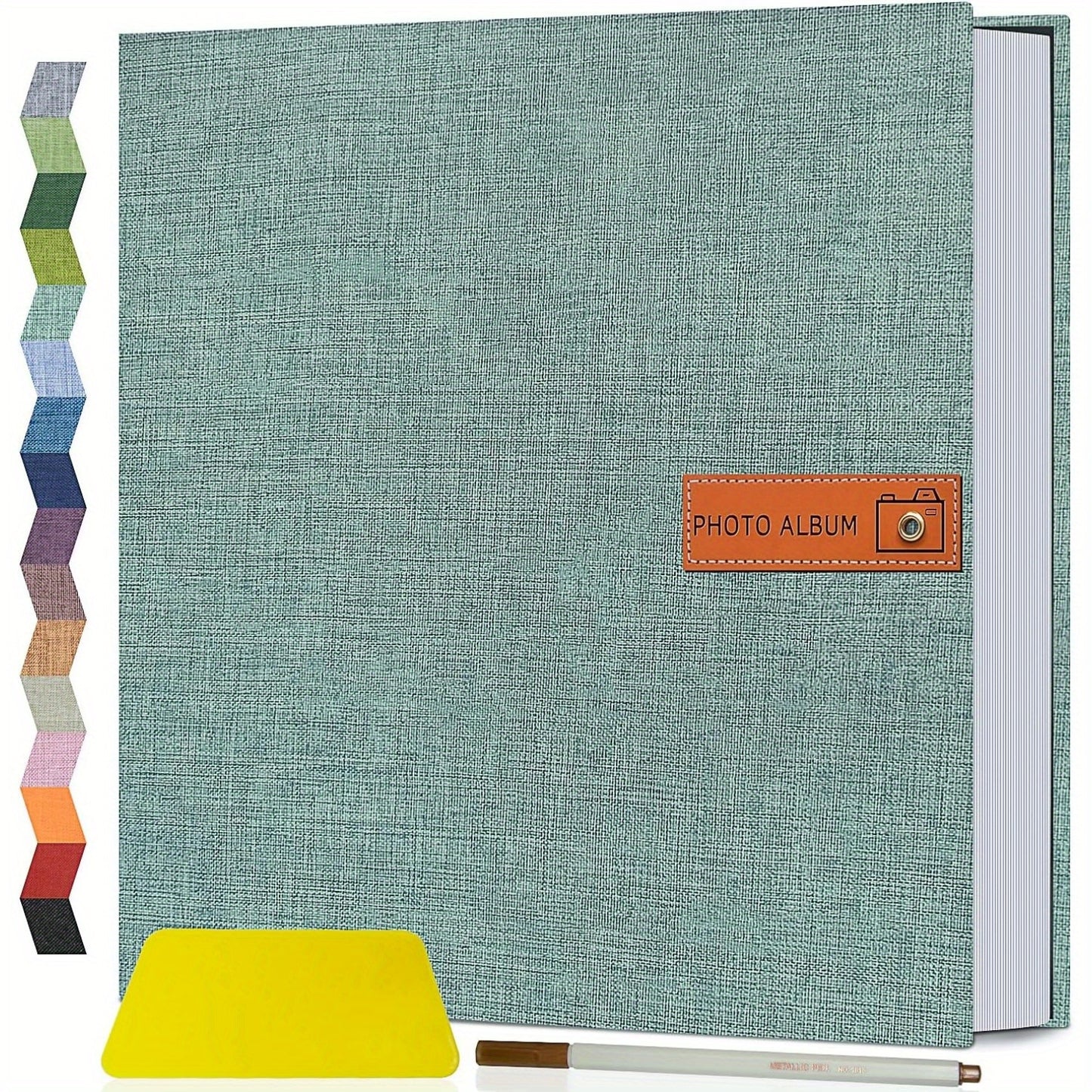 Self Adhesive Photo Album Scrapbook – Large Linen Cover Memory Book for 4x6 5x7 8x10 Photos, DIY Picture Book with Metal Pen, Gift for Mom, Baby, Wedding, Valentine's Day & Mother's Day, 40 & 60 Pages