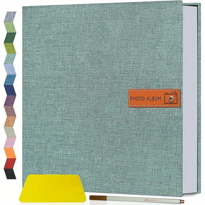 Self Adhesive Photo Album Scrapbook – Large Linen Cover Memory Book for 4x6 5x7 8x10 Photos, DIY Picture Book with Metal Pen, Gift for Mom, Baby, Wedding, Valentine's Day & Mother's Day, 40 & 60 Pages