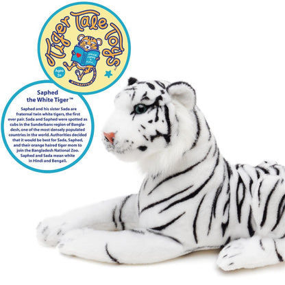 White Tiger Stuffed Animal Plush 17 Inch – Saphed Soft Plush Tiger Toy with Story Card, Premium Acrylic Fill, CPSIA Safe – Perfect Gift for Kids, Boys & Girls Ages 0+