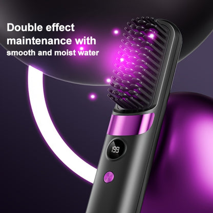 Wireless Hair Straightener Comb USB Rechargeable | Cordless Straightening Brush with Negative Ion, 3-Speed Temp Control, LED Display – Travel Hair Styler