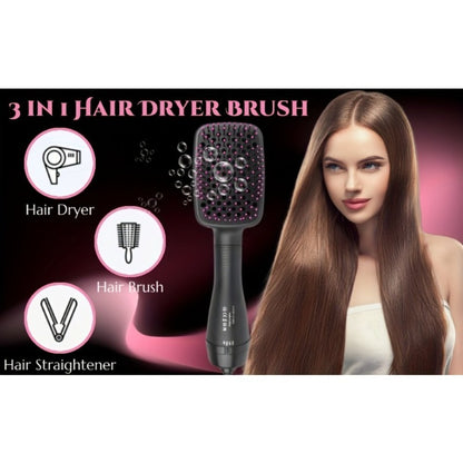 3-in-1 Hot Air Brush Hair Dryer Straightener Comb | Ionic Blow Dryer Brush with Negative Ion Frizz Control, Anti-Scald, Wet & Dry Use – Salon Styler for All Hair Types, 110V