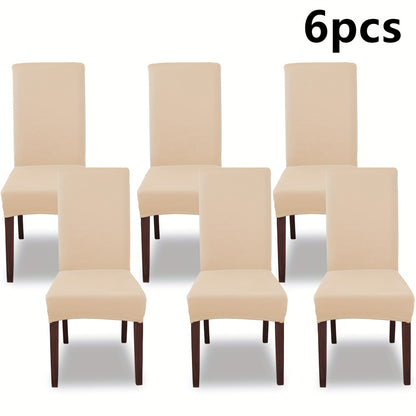 Silky Fiber Elastic Dining Chair Covers Set | Stretch Milk Fiber Slipcover, All-in-One Furniture Protector for Kitchen Wedding Office Hotel Living Room, 4pcs or 6pcs, 8 Colors