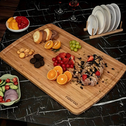 Large Bamboo Wood Cutting Board with Juice Groove Thick Butcher Block for Kitchen Cheese Charcuterie Food Prep Serving Board Multiple Sizes
