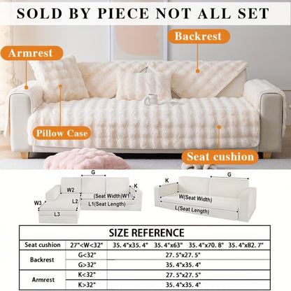 Faux Rabbit Plush Sofa Cover Winter Warm Thickened Anti-Slip Pet Friendly Cushion Protector for Living Room Bedroom Office 1 2 3 4 Seater