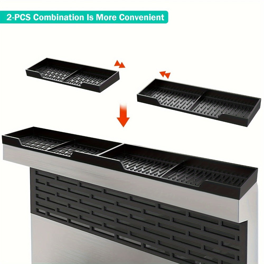 Magnetic Silicone Stove Top Shelf Organizer – 30 Inch Flexible Heat Resistant Spice Rack for Over Oven Kitchen Storage