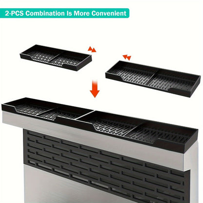 Magnetic Silicone Stove Top Shelf Organizer – 30 Inch Flexible Heat Resistant Spice Rack for Over Oven Kitchen Storage