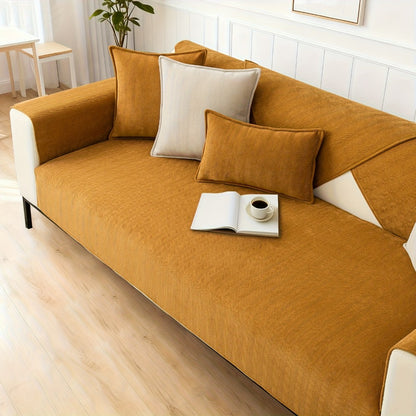 Chenille Ribbed Sofa Cover - Pet Friendly Non-Slip Machine Washable Soft Stretch Slipcover for 1-4 Seater Sectional Sofa Living Room Bedroom Office, 9 Colors