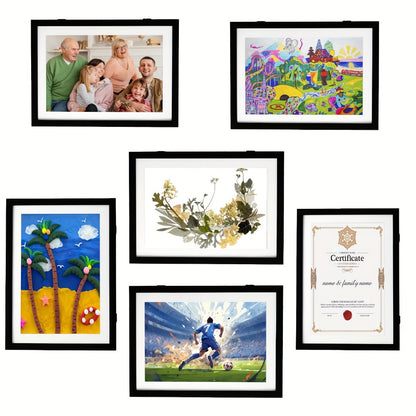 Kids Art Frame Changeable Front-Opening Display – Children Artwork Picture Frame for 8.5x11 & 10x12.5 Drawings, Paintings & School Projects, Perfect Christmas & Holiday Gift, White / Wood / Black, 2/4/8 Pack