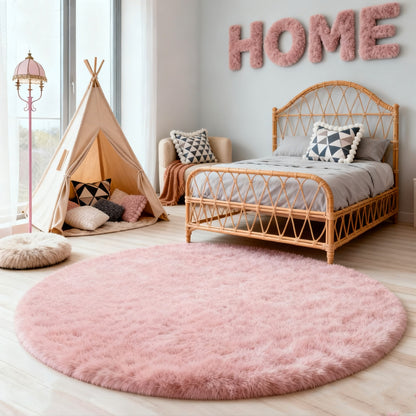 Round Area Rug Soft Shaggy Plush Circle Rug Non-Slip Indoor Floor Mat for Living Room Bedroom Dorm Tie Dye Rainbow Multi-Color Multi-Size