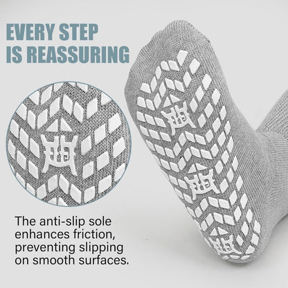 Anti-Slip Wide Socks for Swollen Feet 3 Pairs Grippy Sole Diabetic Non-Binding Breathable Edema Socks Reinforced Toe Heel Black White Grey Size 9-13 13-15