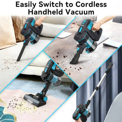 Handheld Vacuum Cleaner Cordless 29KPA Strong Suction for Pet Hair, LED Nozzle Portable Stick Vacuum for Carpet Hard Floor Car Interior Home Auto Multi-Attachment Lightweight Design