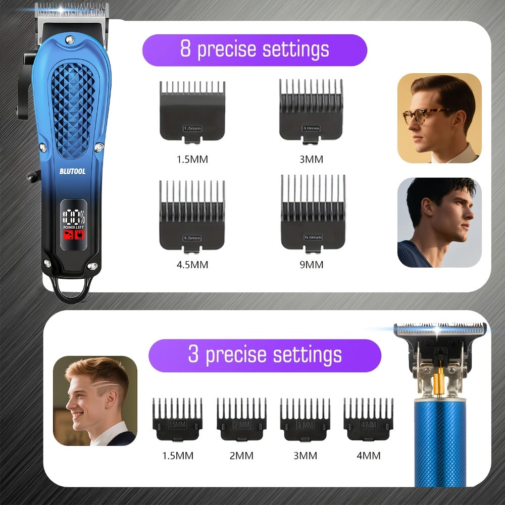 Men's Grooming Set USB Rechargeable Hair Clipper Electric Shaver Nose Ear Hair Trimmer with LCD Battery Display 2-Piece and 4-Piece Options Gift for Husband Boyfriend