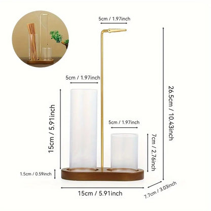 Glass Incense Burner 2-in-1 with Removable Ash Collector & Candle Holder – Incense Stick Holder for Meditation, Yoga, Tea Ceremony & Home Decor – Spiritual Relaxation Gift in Log & Retro Style