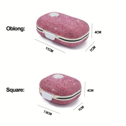 Travel Pill Organizer 7 Compartments, Moisture-Proof Compact Portable Pill Box for Vitamins Fish Oil & Medications, Daily Pill Case in Square or Oblong Shape, Multiple Colors Available