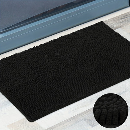 Chenille Doormat Absorbent Non-Slip Washable Indoor Outdoor Mat - Soft Shaggy Entryway Rug for Muddy Paws, Pets & Dogs | Machine Washable Front Door Mat in 18 Colors & 5 Sizes | Anti-Slip Rubber Backing