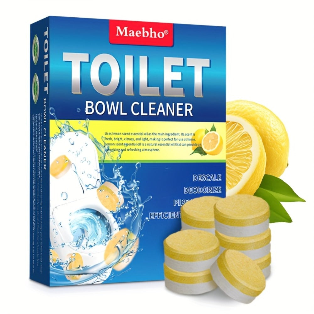 Toilet Cleaning Tablets Effervescent Lemon Scent 12/24pcs - Multi-Functional Toilet Bowl Cleaner Tablets, Stubborn Stain Remover & Deodorizer, Flushable Toilet Cleaner for Deep Clean & Fresh Bathroom