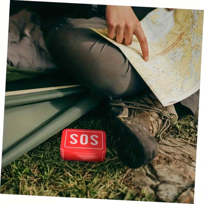 Outdoor Survival Gear Kit 6pcs SOS Emergency Set with Multi-Tool Whistle Compass Fire Starter Paracord Compact Wilderness Survival Tool Kit for Camping Hiking Backpacking Hunting Adventure Red