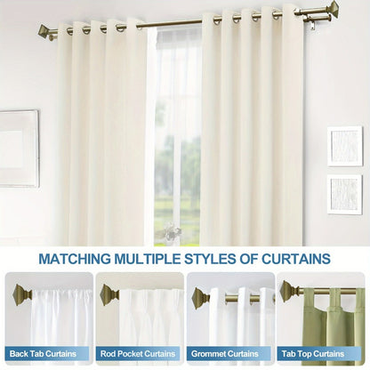 Double Curtain Rod Set with Square Urn Finials Adjustable Double Drapery Rod 5 Finishes 2 Sizes Window Curtain Hardware Easy Install