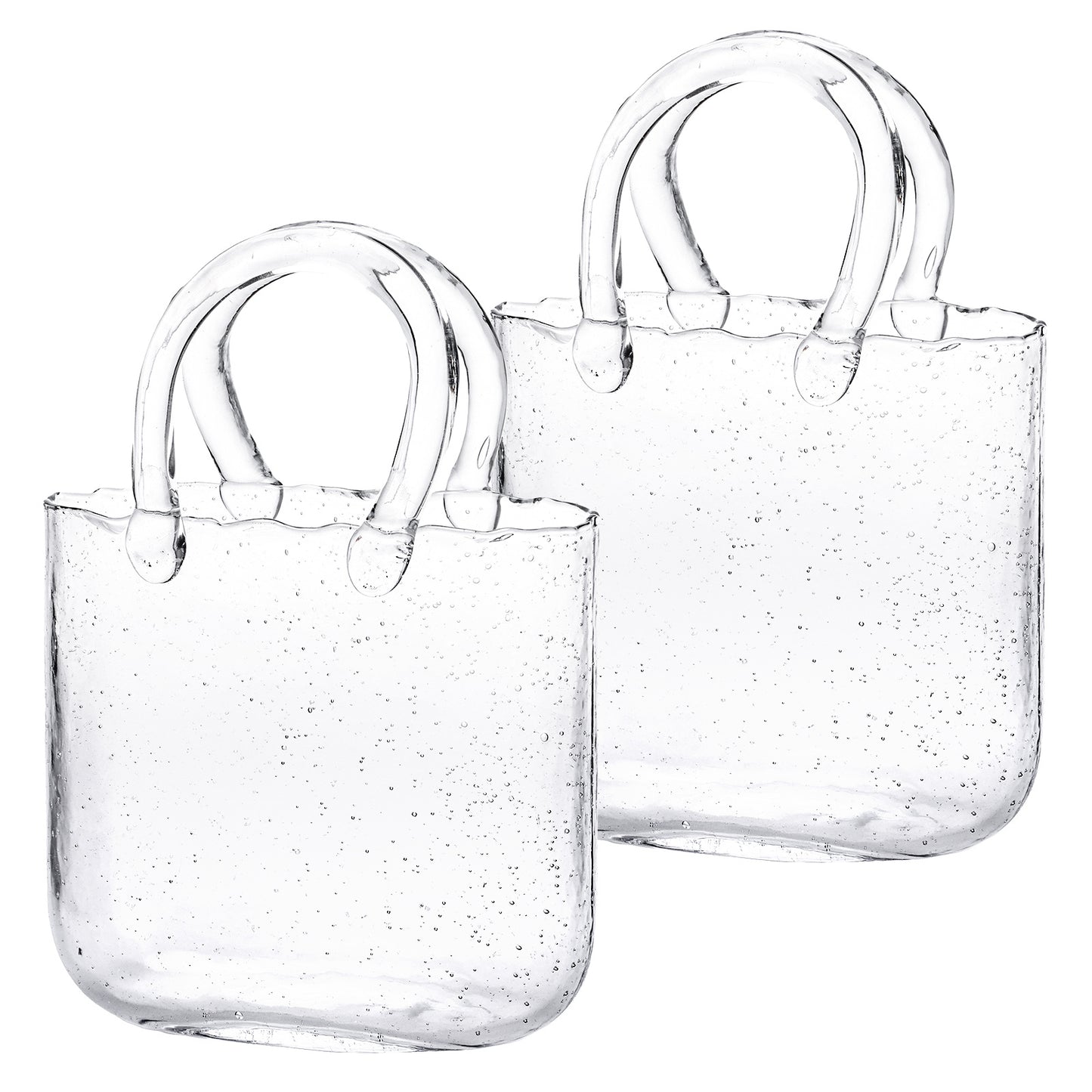 Glass Purse Vase for Flowers – Handbag Shape Clear Decorative Flower Vase, Home Table Decor, Gift