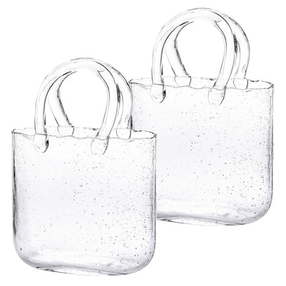 Glass Purse Vase for Flowers – Handbag Shape Clear Decorative Flower Vase, Home Table Decor, Gift