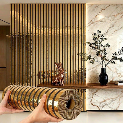 3D Mirror Slat Wall Panel Self-Adhesive Peel and Stick Gold Silver Metallic Grid Wall Sticker for TV Background Wall Ceiling Curved Edges Home Decor Art Easy Install