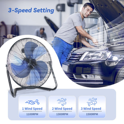 Industrial Floor Fan High Velocity, 3-Speed Heavy Duty Metal Cradle Fan with 360° Tilt, Multiple Sizes Available, Powerful Air Circulation Fan for Warehouse, Workshop, Garage, Factory and Basement