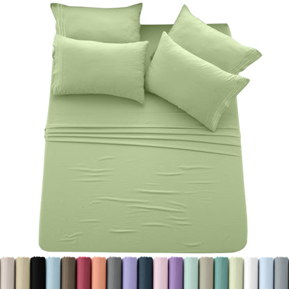 Brushed Microfiber Sheet Set 6pcs – Soft Fade-Resistant Bedding 20 Colors Twin Twin XL Full Queen King Cal King Fitted Flat Pillowcases