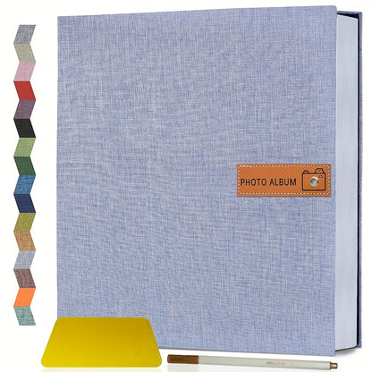 Self Adhesive Photo Album Scrapbook – Large Linen Cover Memory Book for 4x6 5x7 8x10 Photos, DIY Picture Book with Metal Pen, Gift for Mom, Baby, Wedding, Valentine's Day & Mother's Day, 40 & 60 Pages