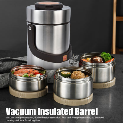 Insulated Lunch Box 3-Layer 304 Stainless Steel Vacuum | 67.63oz Triple Compartment Leakproof Food Container | Keep Warm 6 Hours for Office Travel Picnic Outdoor Meals