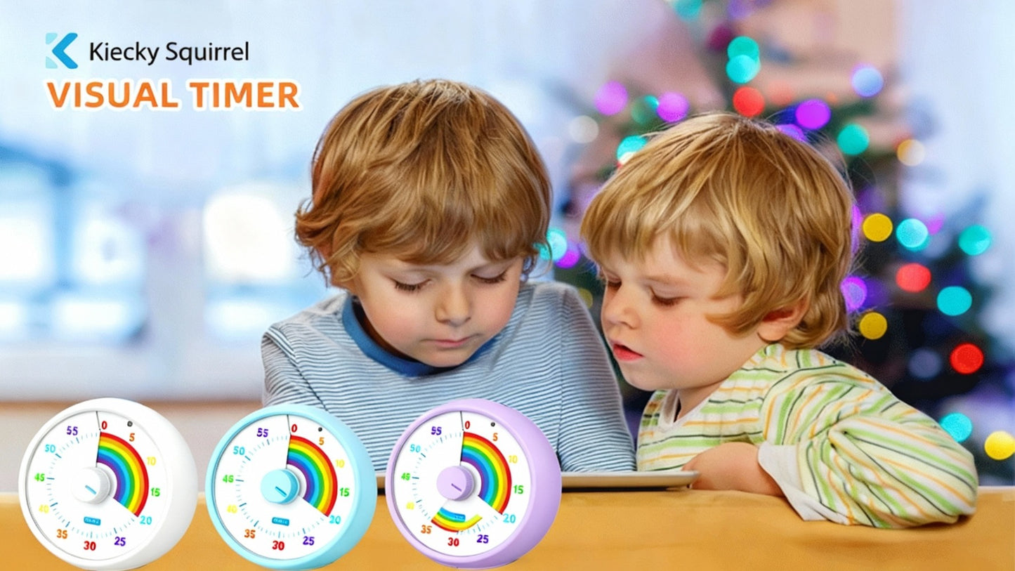 Visual Timer 60 Minute Countdown Silent Tomato Timer Rainbow Pattern for Classroom Office Kitchen Desktop Time Management Tool Battery Powered