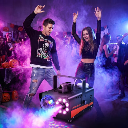 Fog Machine 600W with Disco Ball LED Lights | 3000 CFM Smoke Machine with 13 Colorful LED Effects & Wireless Remote | Party Fog Machine for Halloween, Wedding, DJ Stage, Indoor Events & Nightclub