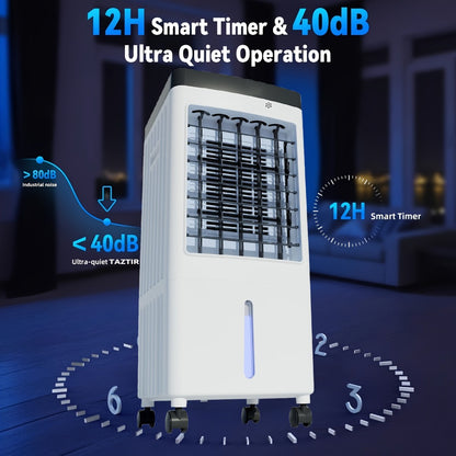 Outdoor Air Cooler 3-in-1 Evaporative Cooler Fan with Misting Humidifier 2.9 Gal Large Tank Remote Control 45° Oscillation for Patio Garden Deck BBQ White
