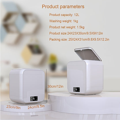 Mini Washing Machine Pure Copper Motor High Torque 4 Washing Modes Portable Washer for Underwear Socks Baby Clothes Separate Washing Anti Cross-Infection White