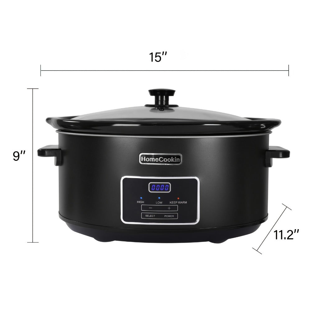 Digital Slow Cooker 6 & 7 Quart Programmable with Non-stick Ceramic Bowl, Countdown Timer & Keep Warm – Oval Glass Lid Crock Pot for Family Meals Soups Stews Holiday Cooking