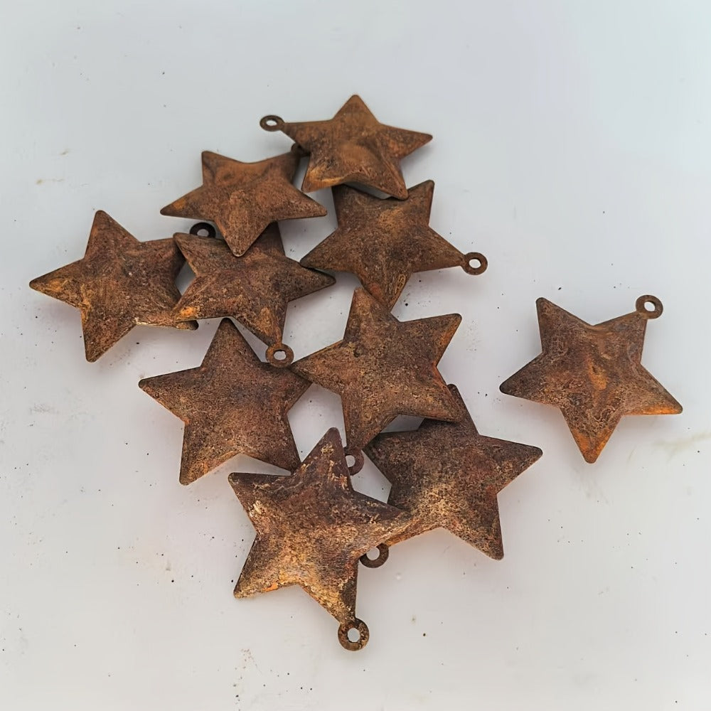 Christmas Bells Decorations 62pcs Set – Rustic Iron Jingle Bells with Heart, Star & Round Shapes, Vintage Craft Bells with 2 Rolls of Rope for Christmas Tree, Party & Home Decor DIY Ornaments