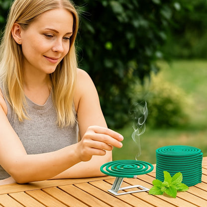 Lemongrass Spiral Incense Coils 10 Pack - Large Natural Long-Lasting Herbal Incense for Outdoor Patio, Camping, Garden, Meditation & Summer Evenings, Fresh Aromatherapy Scent