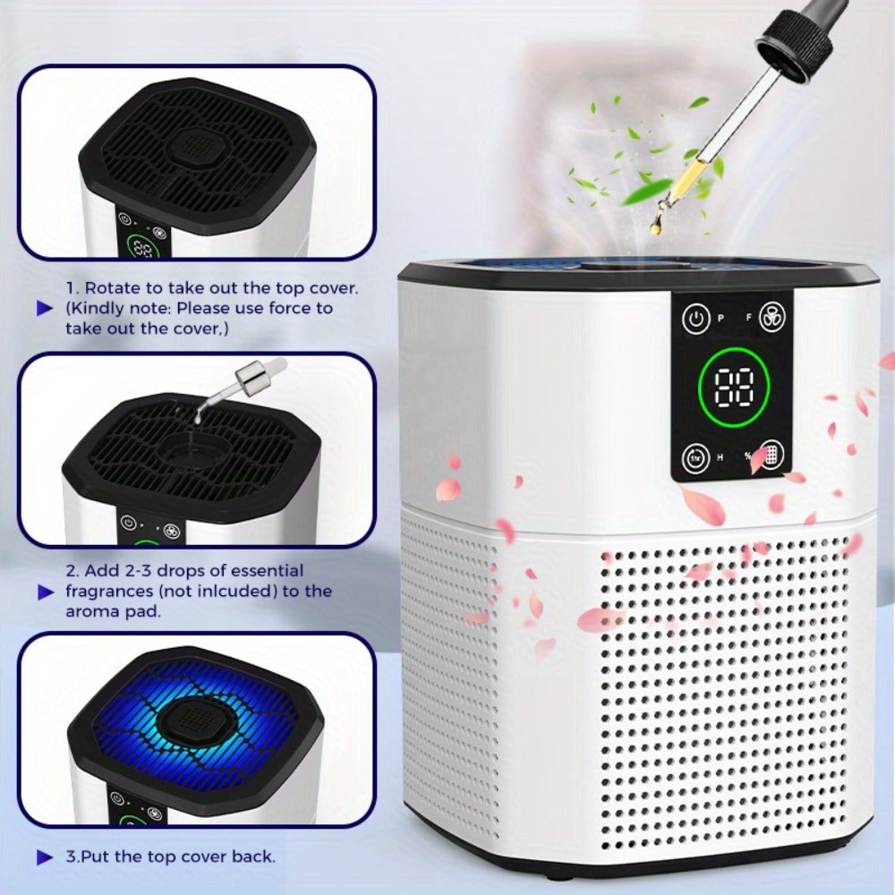 Pet Air Purifier for Home – ULPA Filter Removes Dust, Odor & Smoke, Quiet Sleep Mode, Ambient Light, 4 Modes & 9 Timer Settings for Bedroom, Office & Living Room