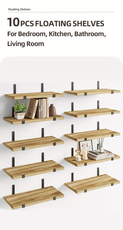 Floating Shelves for Wall 10 Pack 15.8x5.9 Inch Wall Mounted Shelf for Bedroom Kitchen Bathroom Living Room Plants Books Photos Home Decor