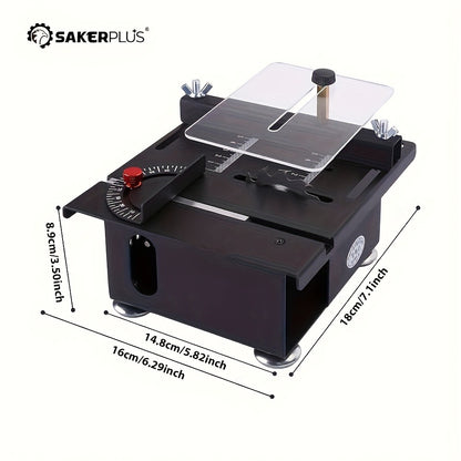 100W Electric Mini Table Saw with Woodworking Pen Set, 7-Speed & Angle Adjustable, 16mm Max Cutting Depth, Precision Crafts Model Making DIY Jewelry Home Projects, Great Gift for Men & Beginners
